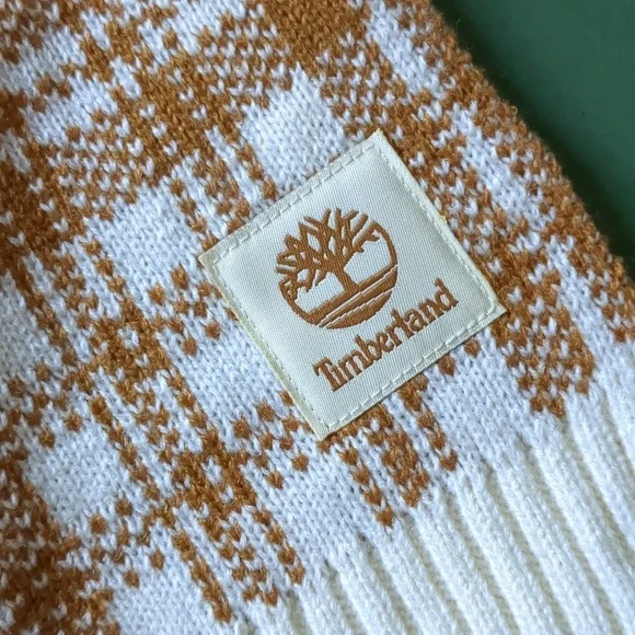 NWT Timberland cream and tan plaid scarf - Picture 4 of 8